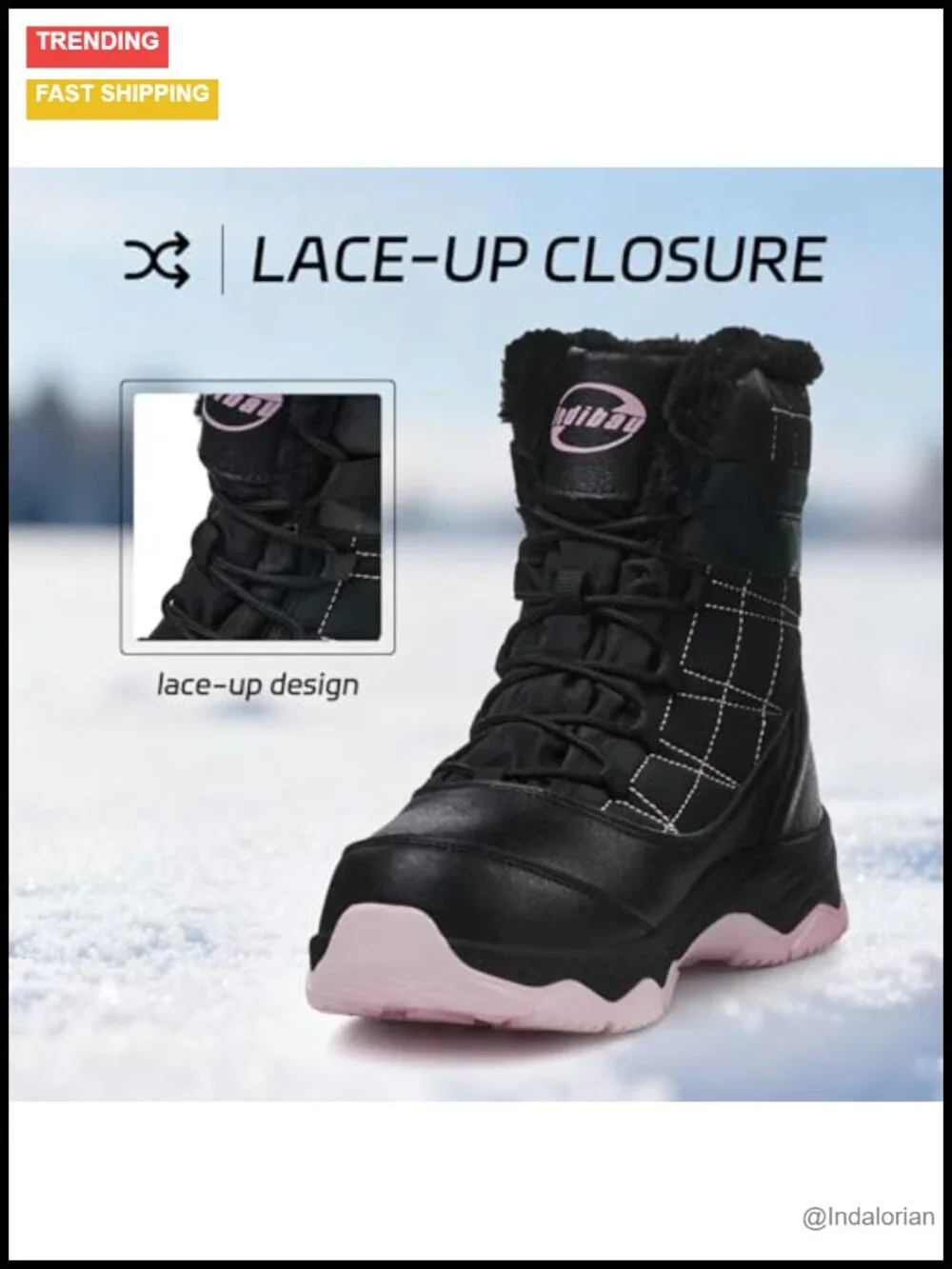 Waterproof Mid-Calf Snow Booties with Fleece Lining for Women